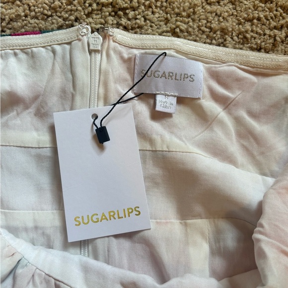 NWT Sugarlips Monet Floral Asymmetrical Ruched Midi Halter Dress | Size Small - Picture 4 of 5